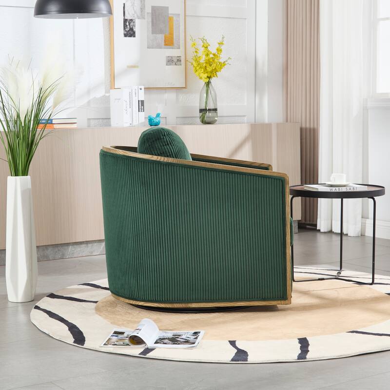 Accent Chair Sofa Chair with High-Density Foam and Curved Back, Degree Swivel Barrel Club Chair Lounge Chair