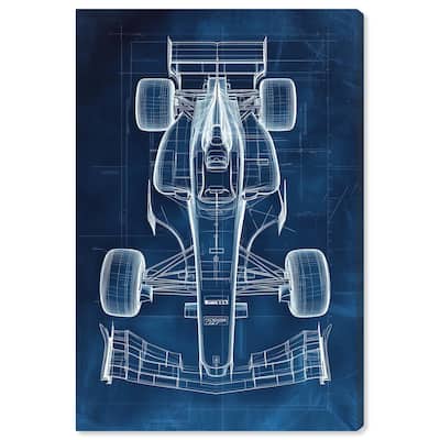 Race Car Blueprint Canvas by Art Remedy, Gallery Wrapped