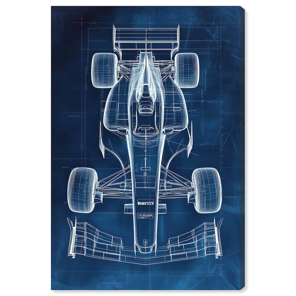 Race Car Blueprint Canvas by Art Remedy, Gallery Wrapped