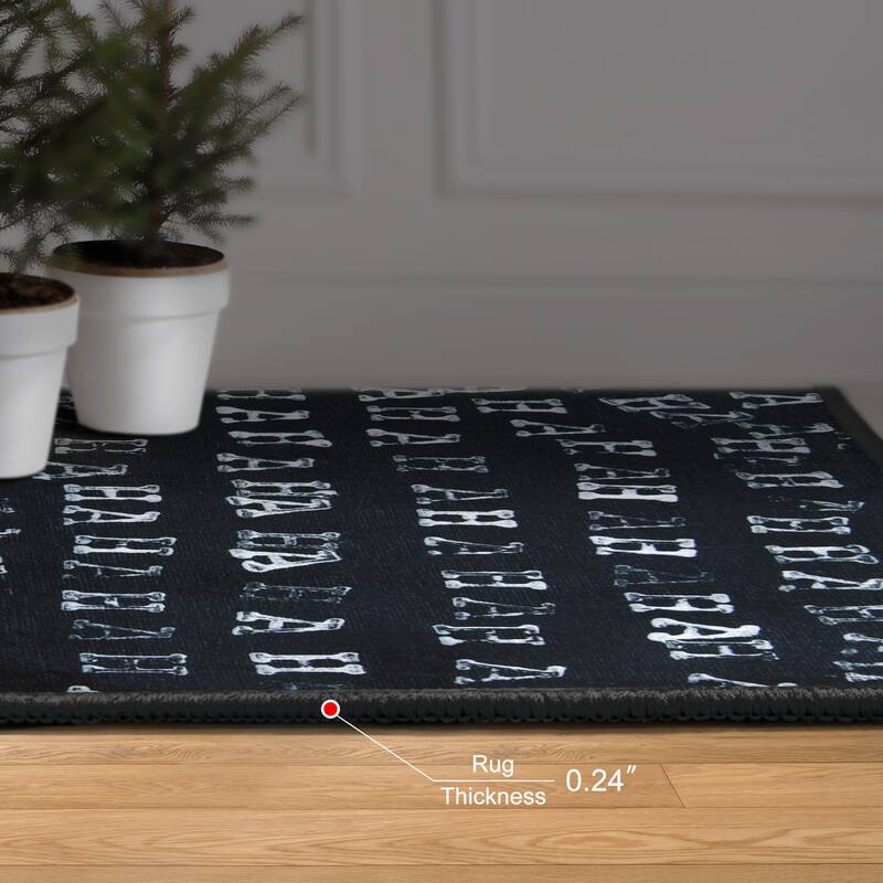 Haha II, Hand Washable Art Area Rug, power-loomed, 100% polyester, 2mm pile & non-slipping back