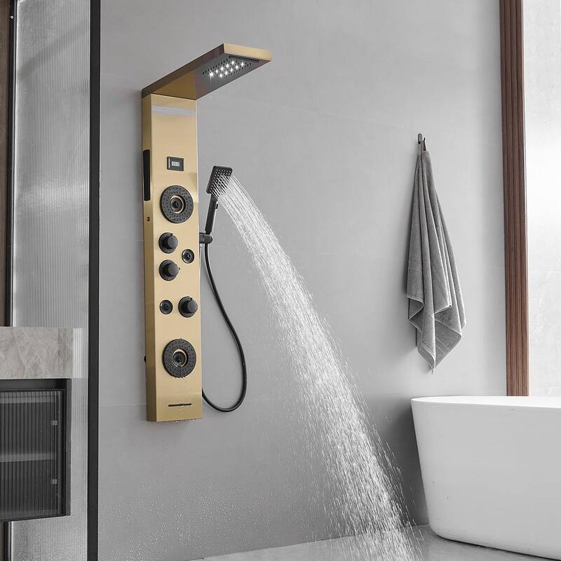 4-Jet LED Shower Panel with Heavy Rain Shower