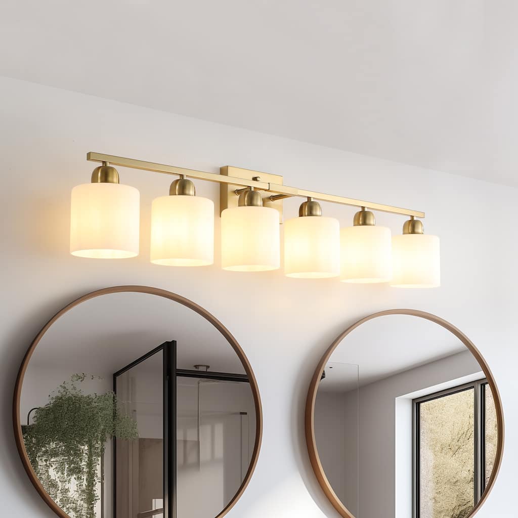 6-Light 38" Brushed Gold Bathroom Vanity - Wall Sconce for Bedroom, Living