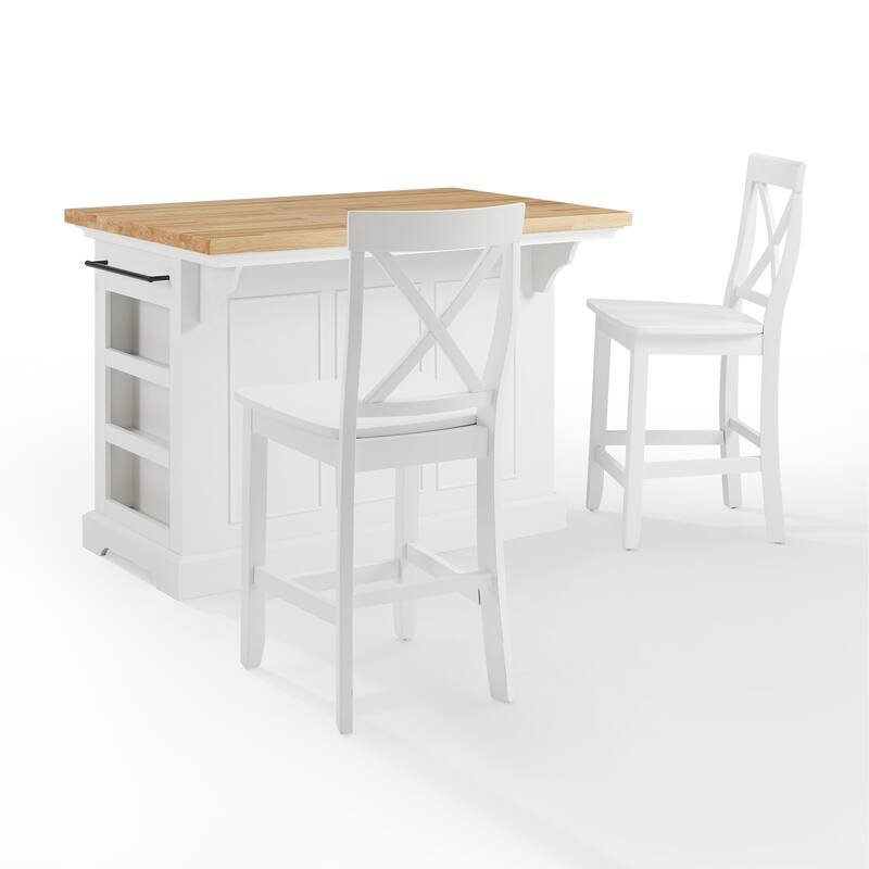 Crosley Julia Wood Top Island With X-Back Stools - 50 "W x	60 "D x	41 "H