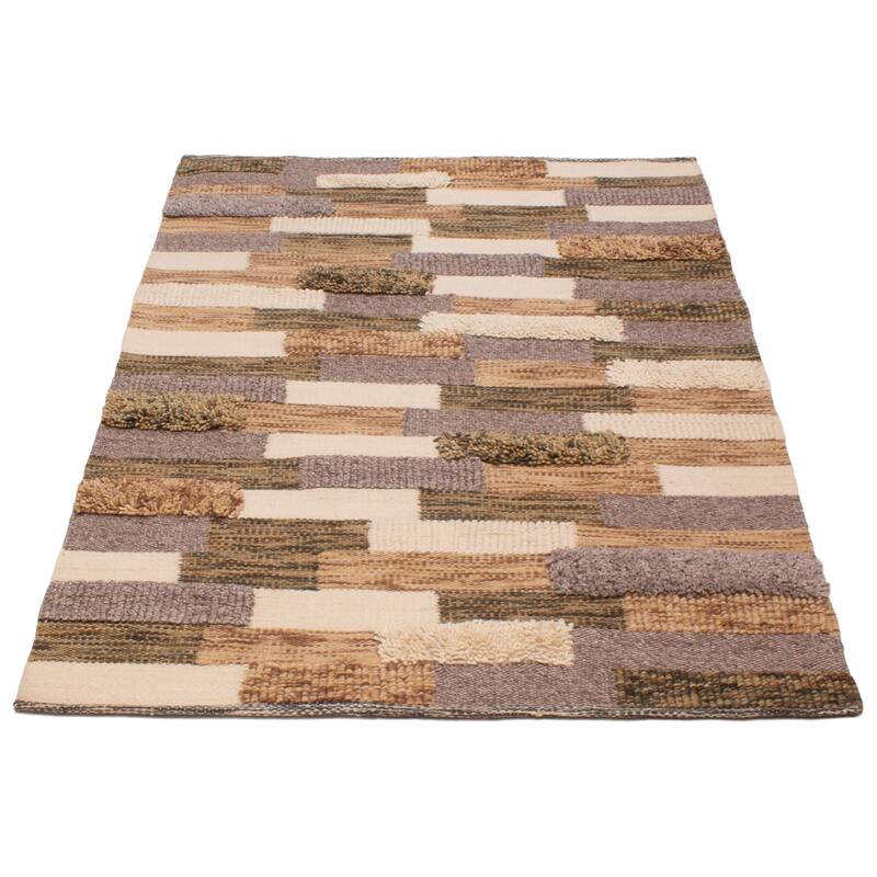 ECARPETGALLERY Braid weave Sienna Brown Wool Rug - 5'8 x 7'11