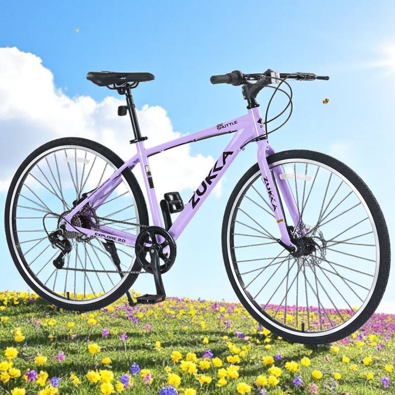 Shimano 7-Speed Hybrid Bike with Aluminum Alloy Frame, Disc Brakes, and 700C Tires for Men & Women, Road & City Bicycle