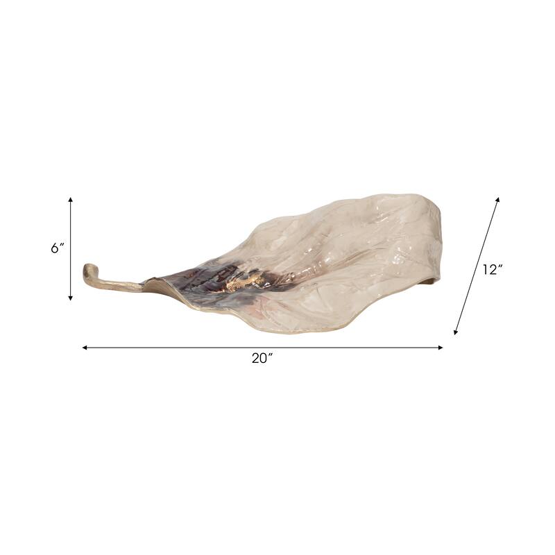 Sagebrook Home Metal Modern Glam Two Tone Novelty Leaf Table Decor