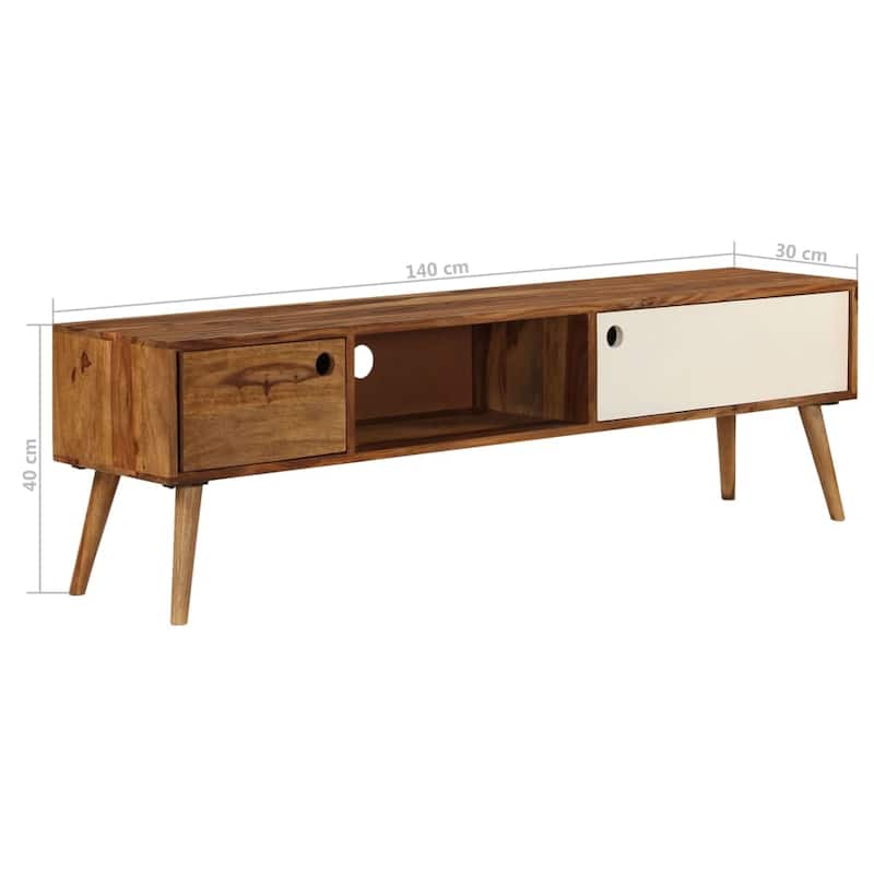 vidaXL TV Stand 55.1"x11.8"x15.7" Solid Wood Sheesham
