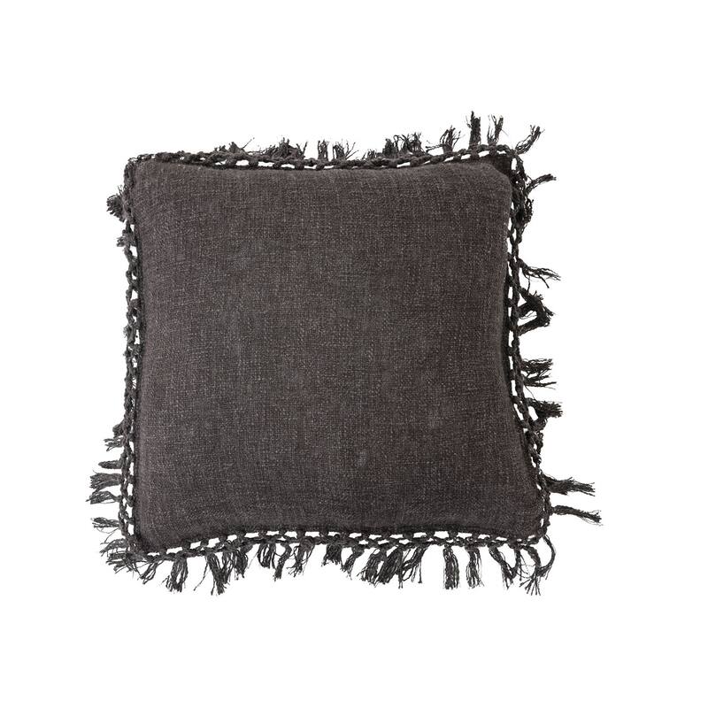 Cotton Slub Pillow with Crochet and Fringe