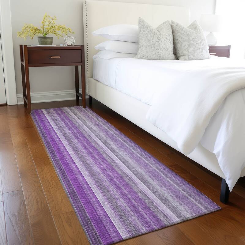 Machine Washable Indoor/ Outdoor Striped Chantille Rug