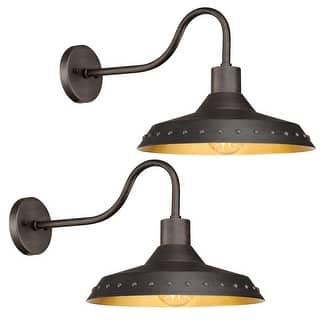 Gooseneck Barn Light, Exterior Wall Sconce(Set of 2)