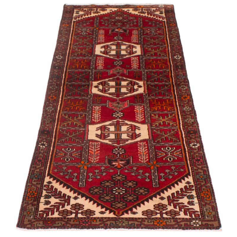 ECARPETGALLERY Hand-knotted Anadol Red Wool Rug - 3'5 x 9'6