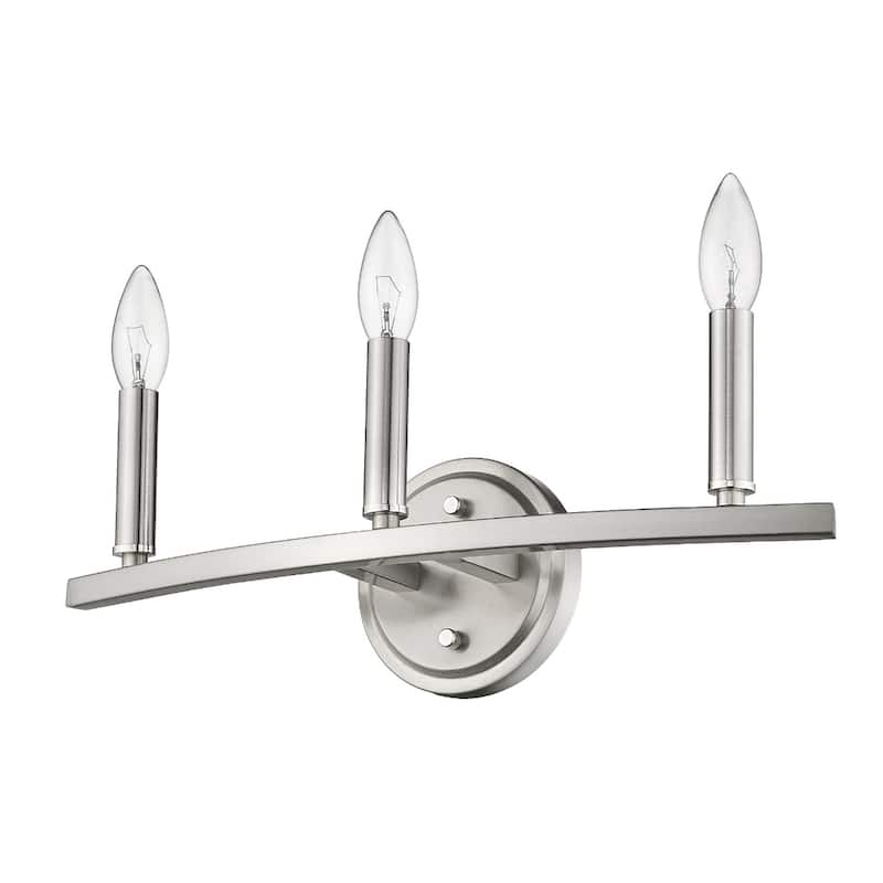 Modern 3-Light Silver Wall Sconce with E12 Base and Round Backplate for Bedroom or Hallway - 6.63" H x 18" W x 4" D