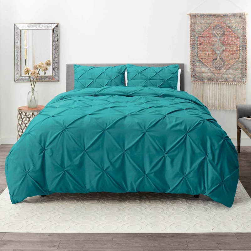 Nestl Pinch Pleat 3-piece Duvet Cover Set - Teal - Twin