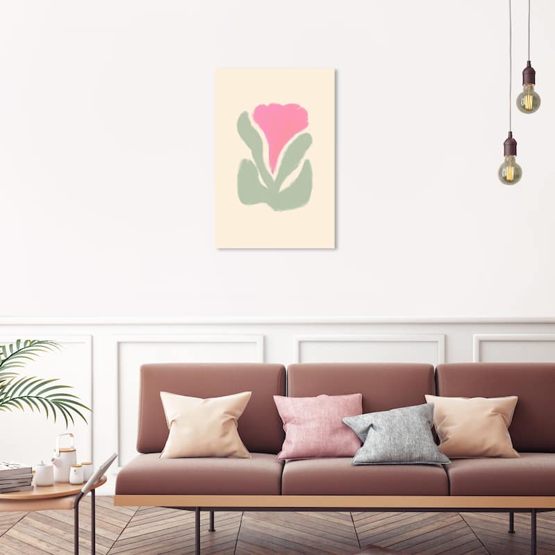 Wynwood Studio Canvas Floral and Botanical Simple Pretty Flower Pink and Pastel Pink Modern & Contemporary Wall Art Canvas Print - 30 x 20