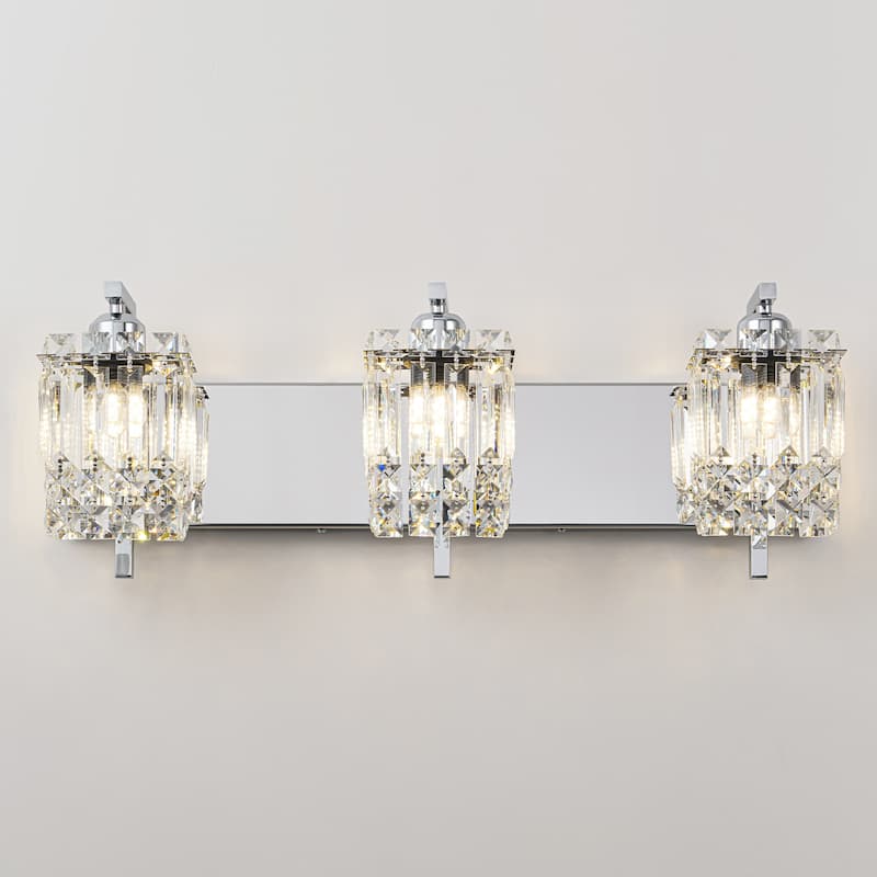 3-Light Modern Glam Crystal Bathroom Vanity Lights Wall Sconce Lighting for Mirror