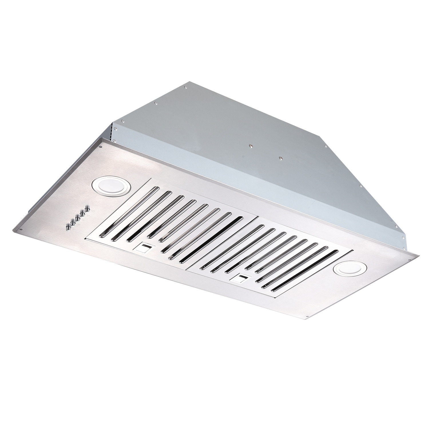 JUSHUA 30 inch 600 CFM Built-in Stainless Steel Range Hoods with Right Button Controls and Back LED Lights