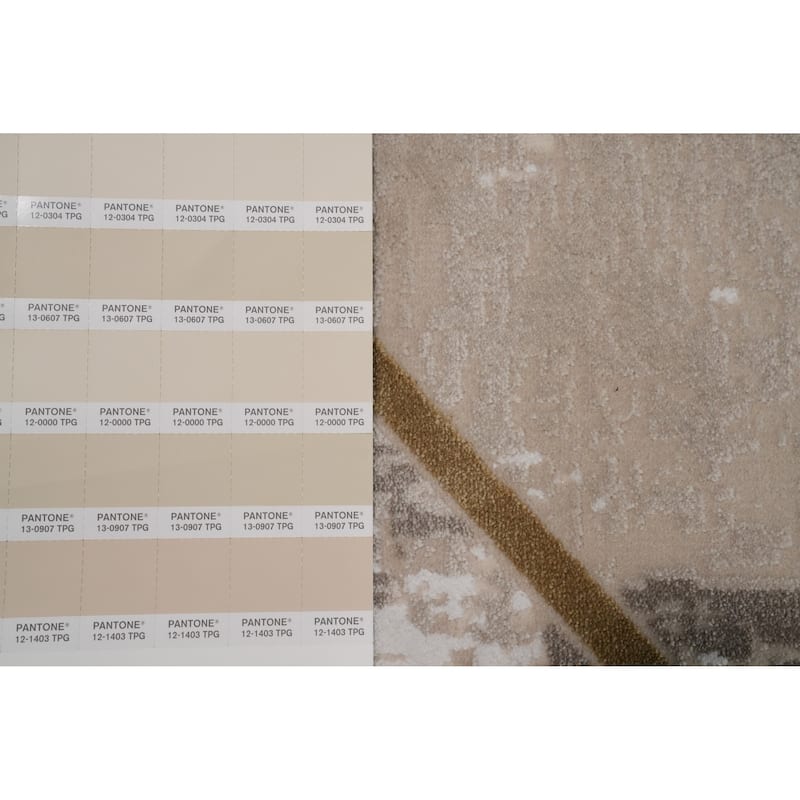 Machine Made Oriental Polyester Carpet Modern Geometric Beige & Ivories Modern Area Rug - 7' 5'' X 5' 2''