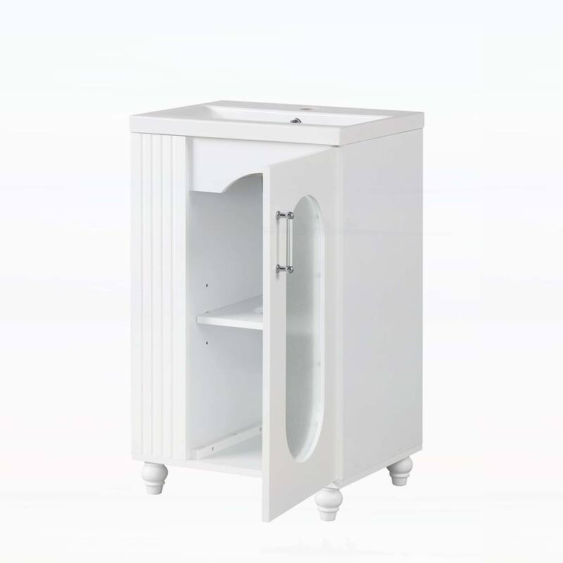 Freestanding Vanity Set with Two-tier Shelf,Adjustable Shelf