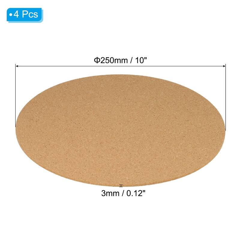 4pcs Cork Coasters, Round Cork Plant Saucers Absorbent Cork Mat - Brown - 10 Inch