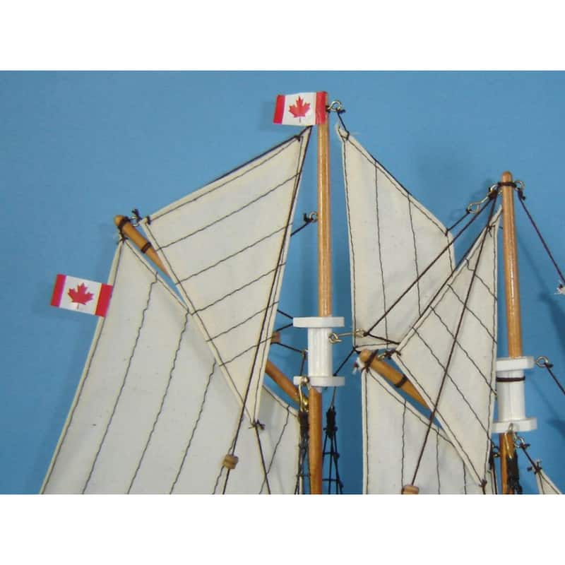 17" White Wooden Bluenose Model Sailboat Ideal for Nautical Decoration Accent - 17" L x 3" W x 14" H
