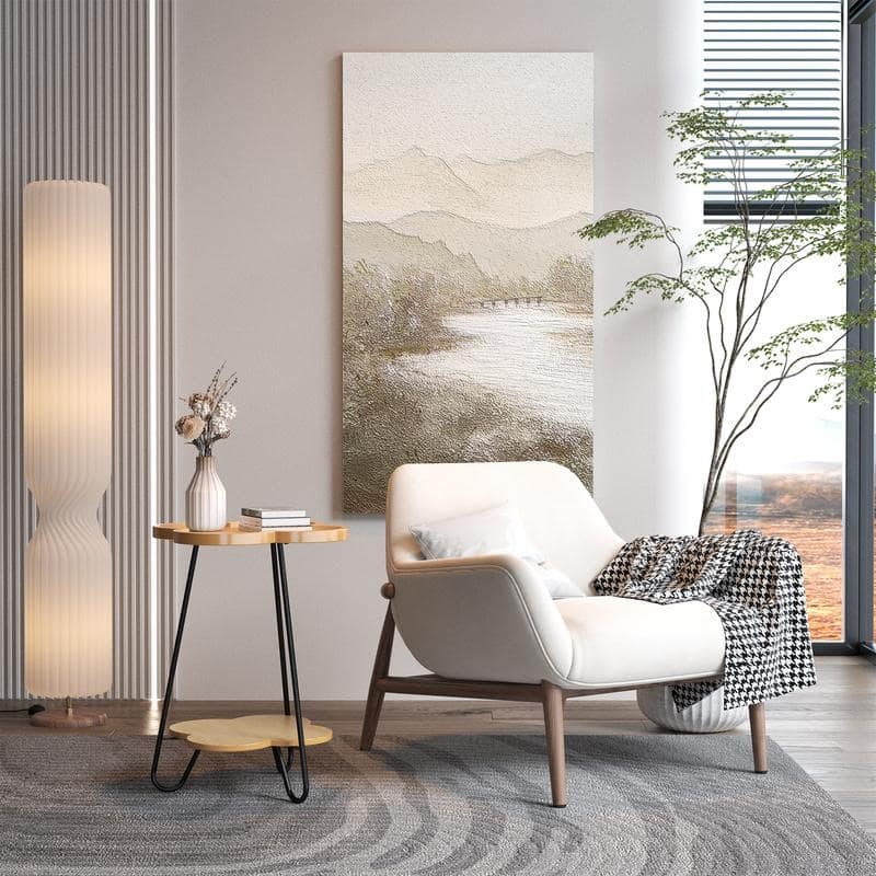 Petal Design Round Side Table with Shelf