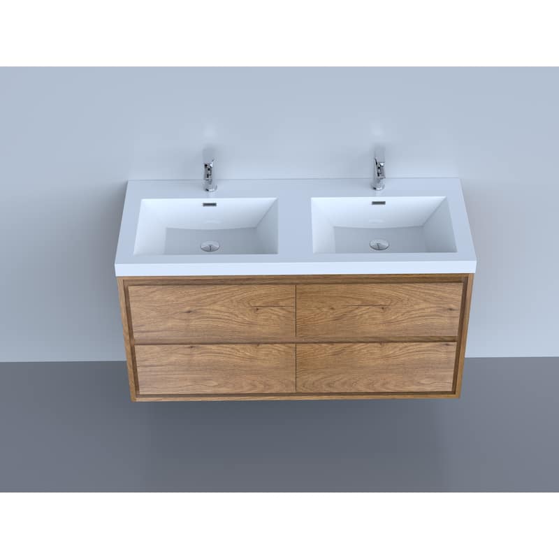 Sage 48" wall mounted bathroom vanity with double basin acrylic top