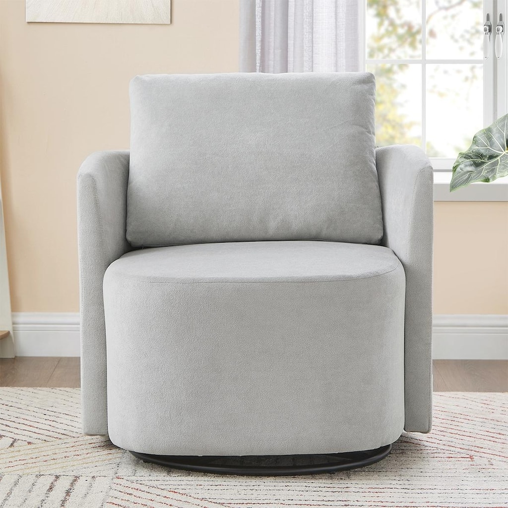 Curved Design Swivel Barrel Arm Chair