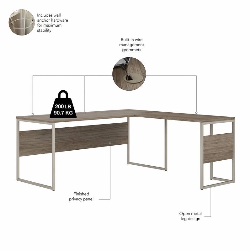 Hybrid 72W x 30D L Shaped Table Desk by Bush Business Furniture