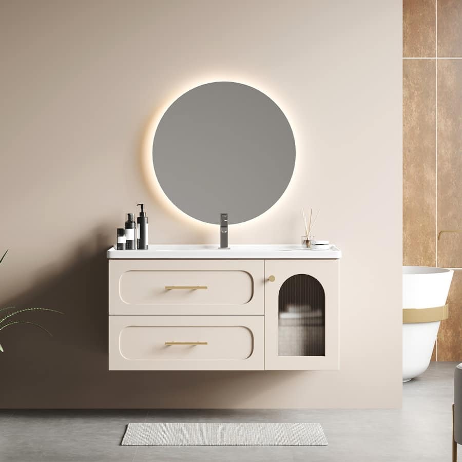 39.37'' Single Bathroom Vanity with Ceramic Top