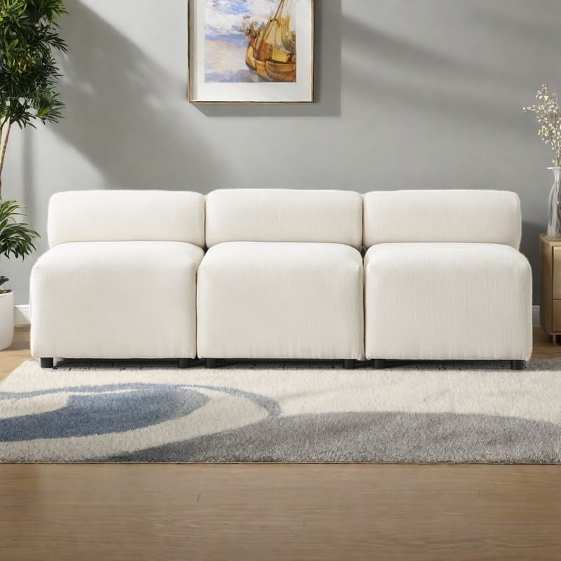 78" Fabric 3-Piece Modular Sectional Sofa with High-Resilience Foam, Sinuous Springs, and Solid Wood Frame