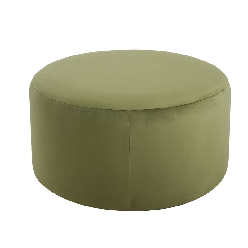 Round Fabric Ottoman - Soft Upholstered Footrest Stool for Living Room or Bedroom