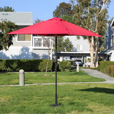 Davee Furniture 6.5' Square Patio Umbrella Outdoor Table Market Umbrella with Tilt/Crank, 4 Ribs (Red)