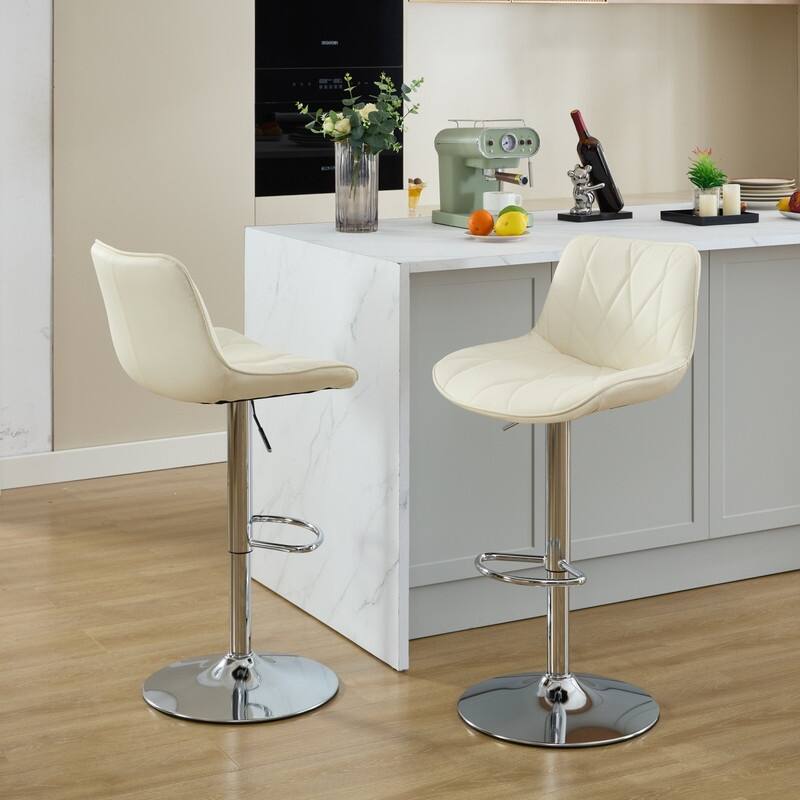 Adjustable Swivel Bar Stools Height Island Chairs with Back Set of 2