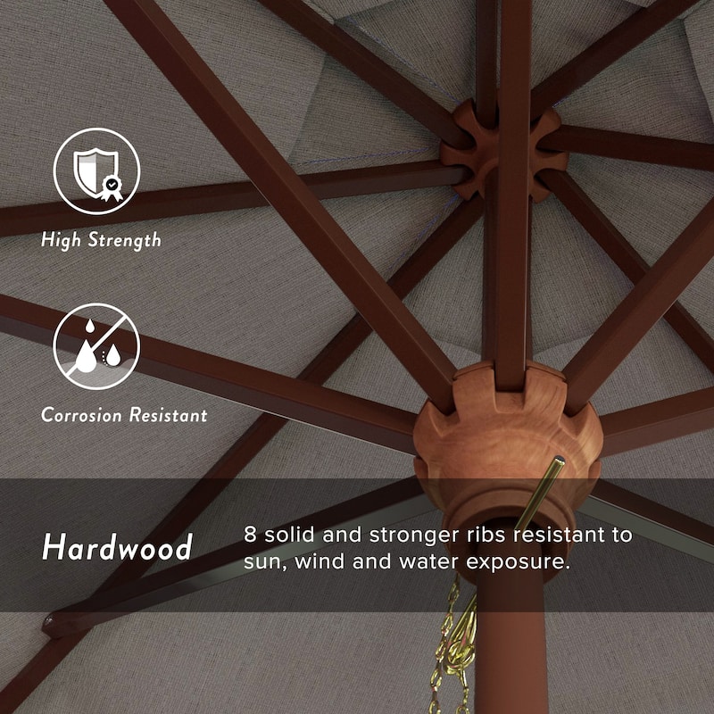 Port Lavaca 7.5ft Round Wood Umbrella by Havenside Home, Base Not Included