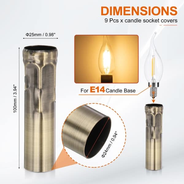 dimension image slide 17 of 39, Candle Covers Sleeves, Socket Sleeves for Candelabra Base Bulbs
