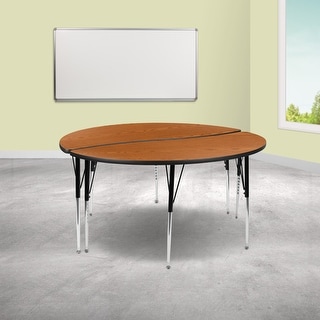 2 Piece 60" Circle Wave Flexible Grey Adjustable Activity Table Set