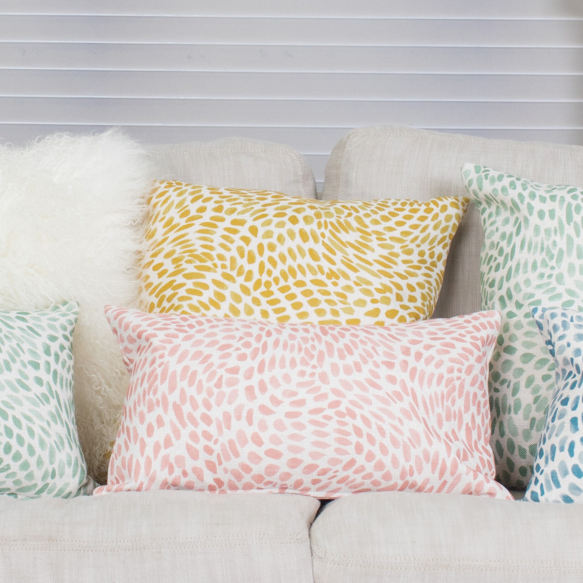 Matisse Dots 12x19 Throw Pillow with Polyfill Insert Coral Pink