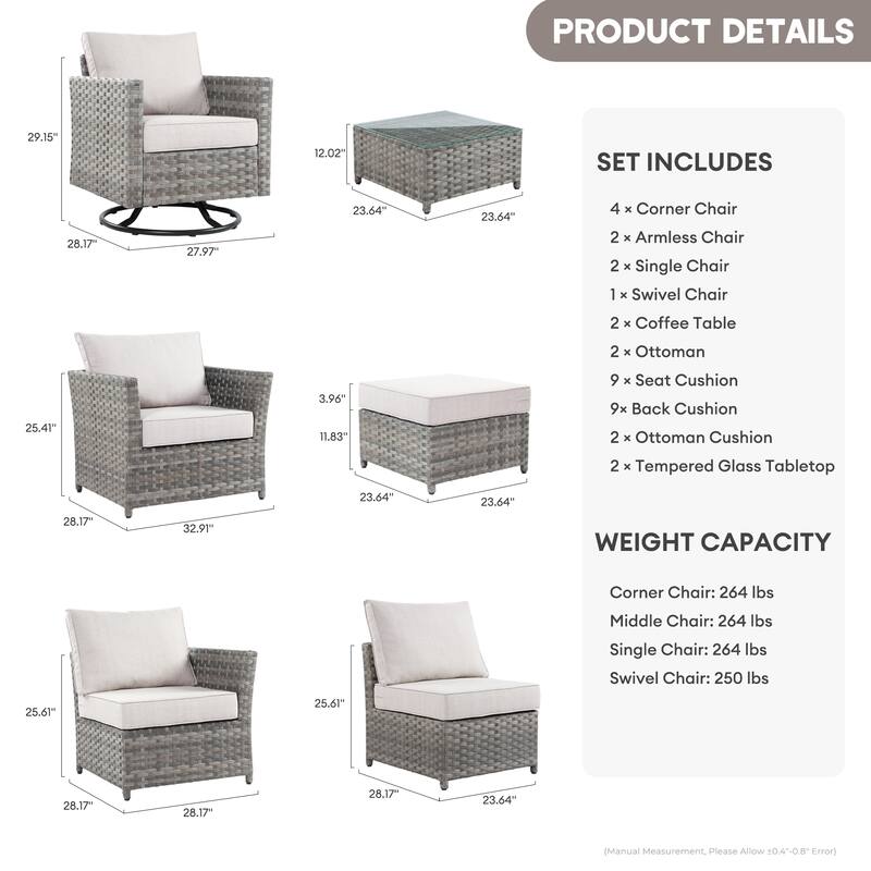 XIZZI 13-piece Outdoor Patio Furniture Conversation Set