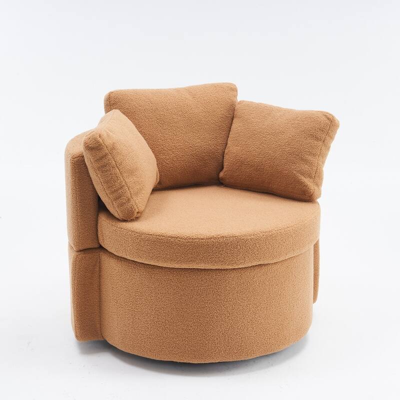 Modern Swivel Storage Chair With Back Cushion For Living Room