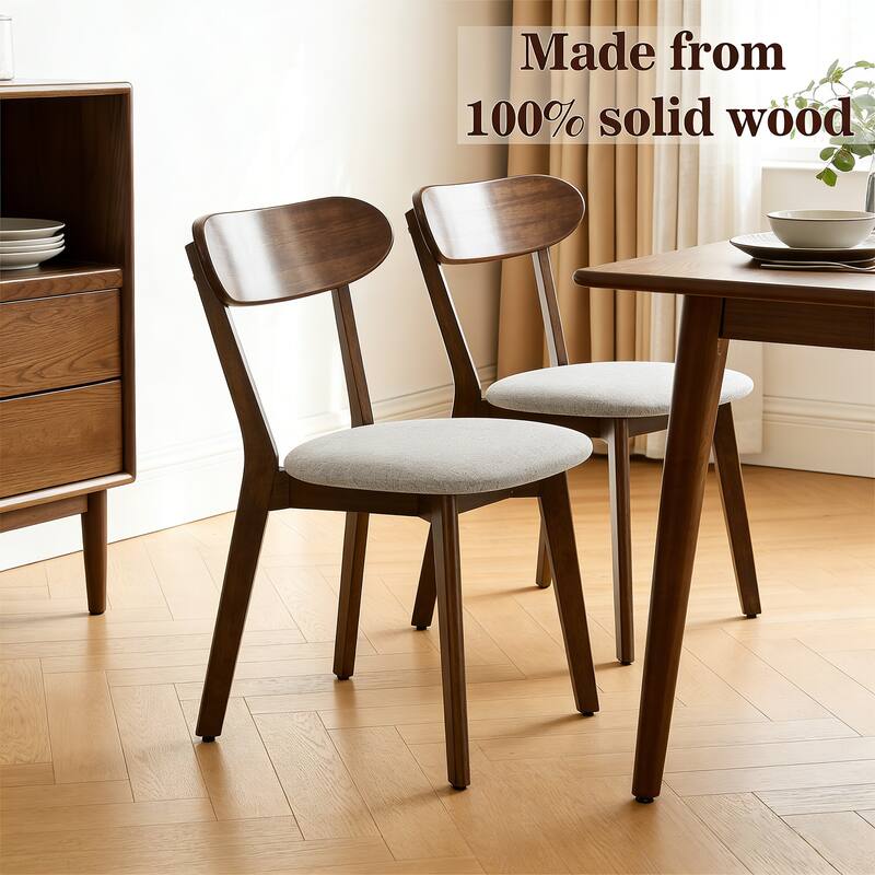 Solid Wood Dining Chairs Set of 2, Mid Century Modern Dining Chairs with Upholstered for Dining Room, Kitchen