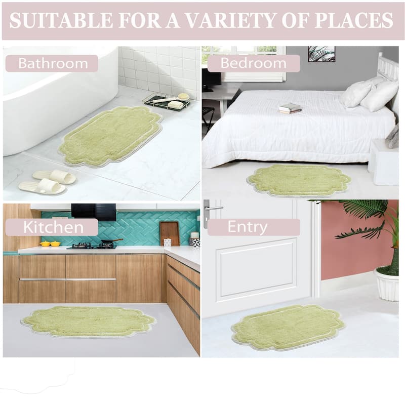 Allure Collection 100% Cotton Non-Slip Bathroom Rug Set, 3 Piece Machine Washable- Bathroom Rug, Bath Rug, U Shaped Contour