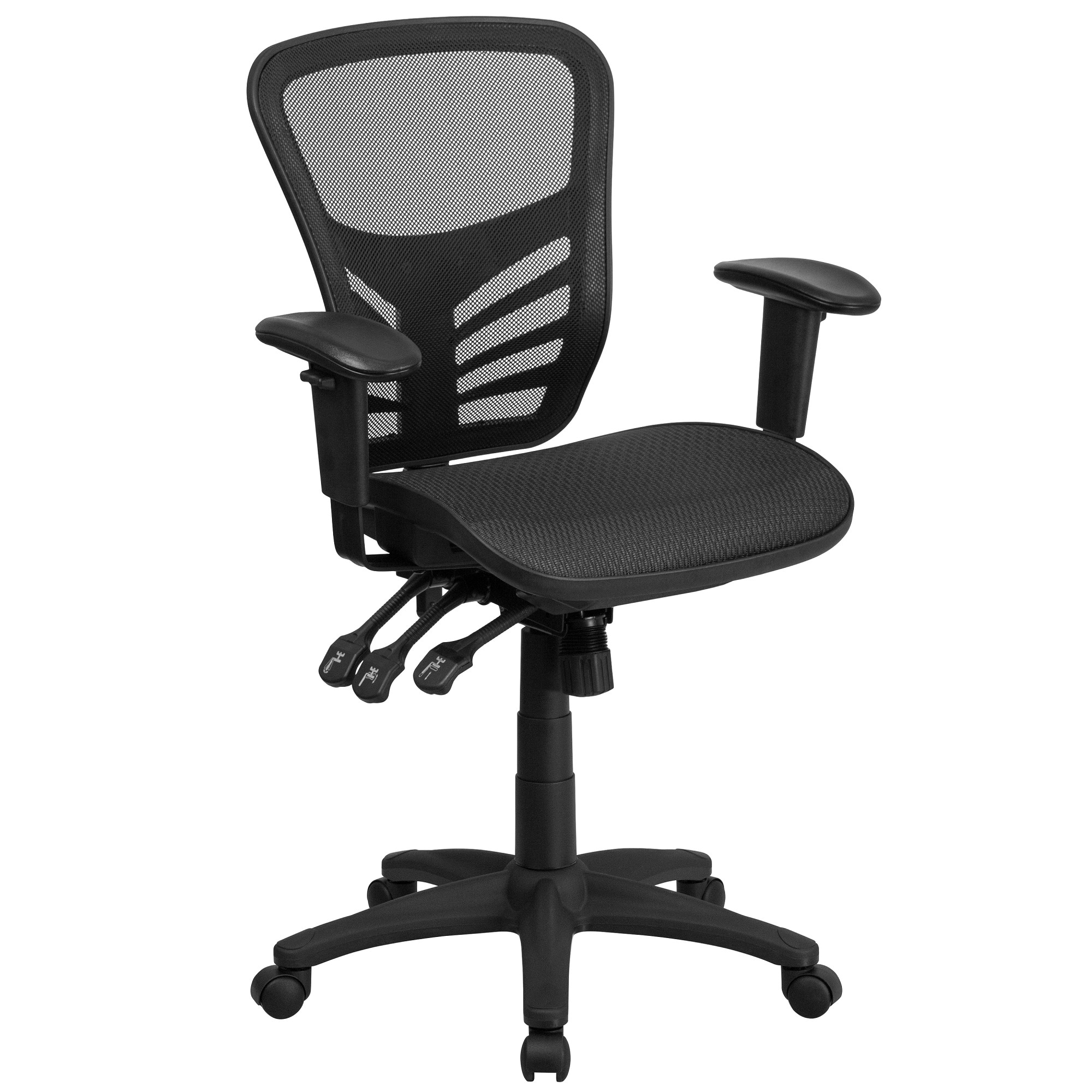 3.5' Black Transparent Swivel Ergonomic Office Chair Adjustable Arms