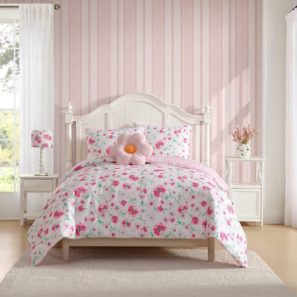 slide 2 of 8, Laura Ashley Kids Meadow Daisies Pink Comforter Bonus Set