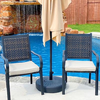 MAISON ARTS Patio Dining Chairs, 2 Rattan Chairs with Cushions