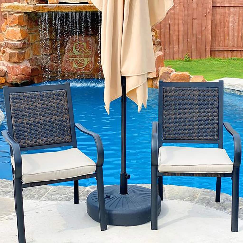 MAISON ARTS Patio Dining Chairs, 2 Rattan Chairs with Cushions