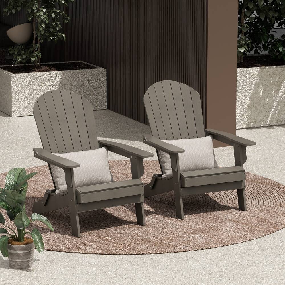 Vineyard HIPS Outdoor Folding Eco-Friendly All Weather Seashell Adirondack Chair (Set of 2)