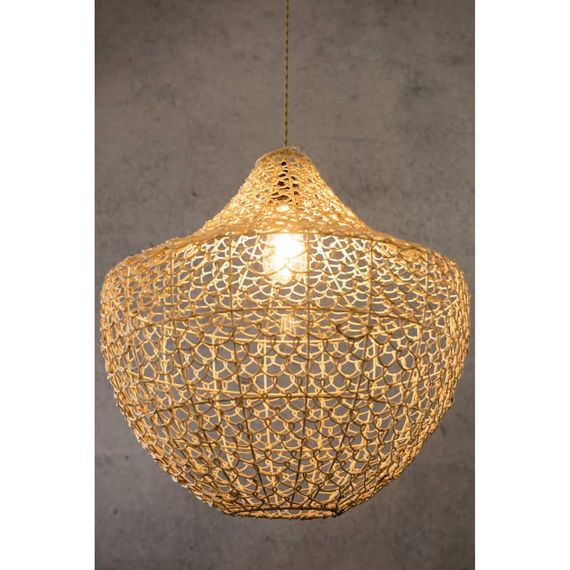 Woven Basket Pendant Light Natural Rattan Hanging Bamboo Light - 16" Wide