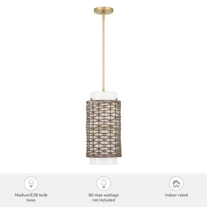 Hunter Laila Luxe Gold with Cased White Glass Pendant - Entry, Dining Room, Kitchen - Transitional, Contemporary