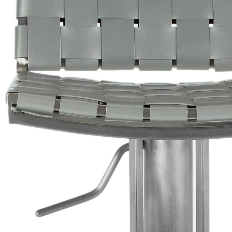 SAFAVIEH Herlinda 21.7-30.7-inch White Leather Seat Stainless-Steel Adjustable Bar Stool - 18.5" x 15.4" x 29.5" - 19Wx15Dx30H