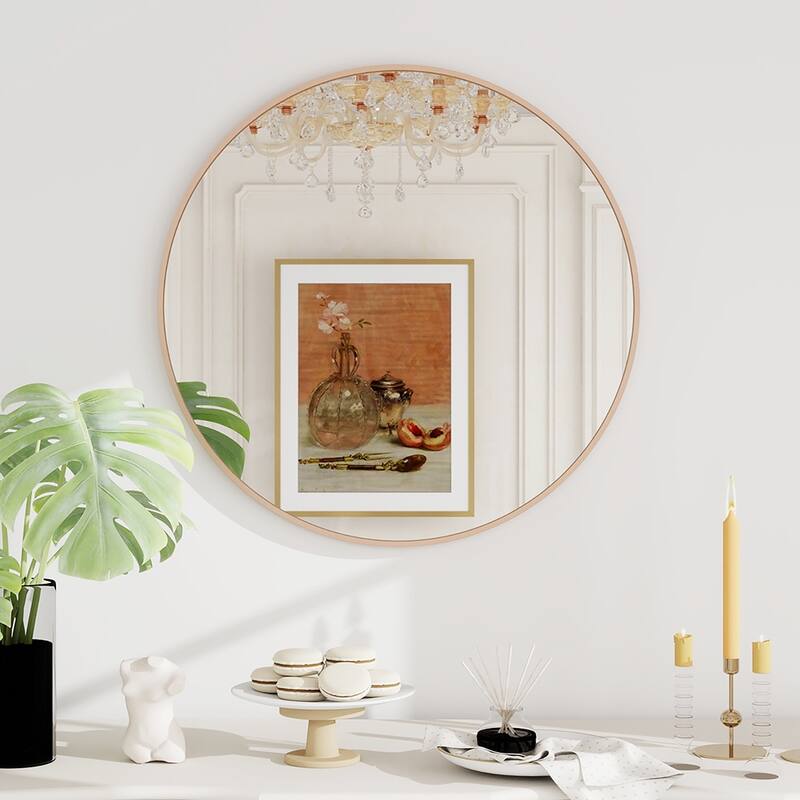 Maypex Aluminium Framed Circular Wall Mirror - Gold - 28in